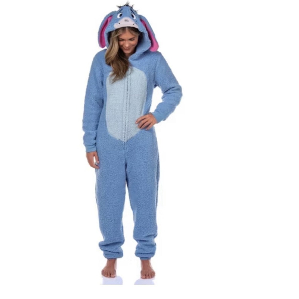 Disney Eeyore Halloween Costume Union Suit Fleece Bodysuit Blue SZ Medium